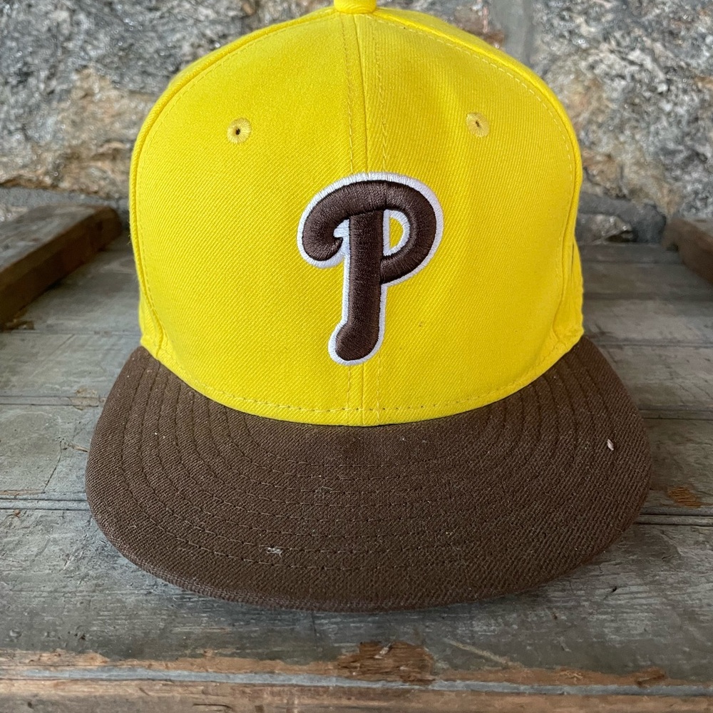 Yellow & Brown 'P' Baseball Cap - Men Accessories
